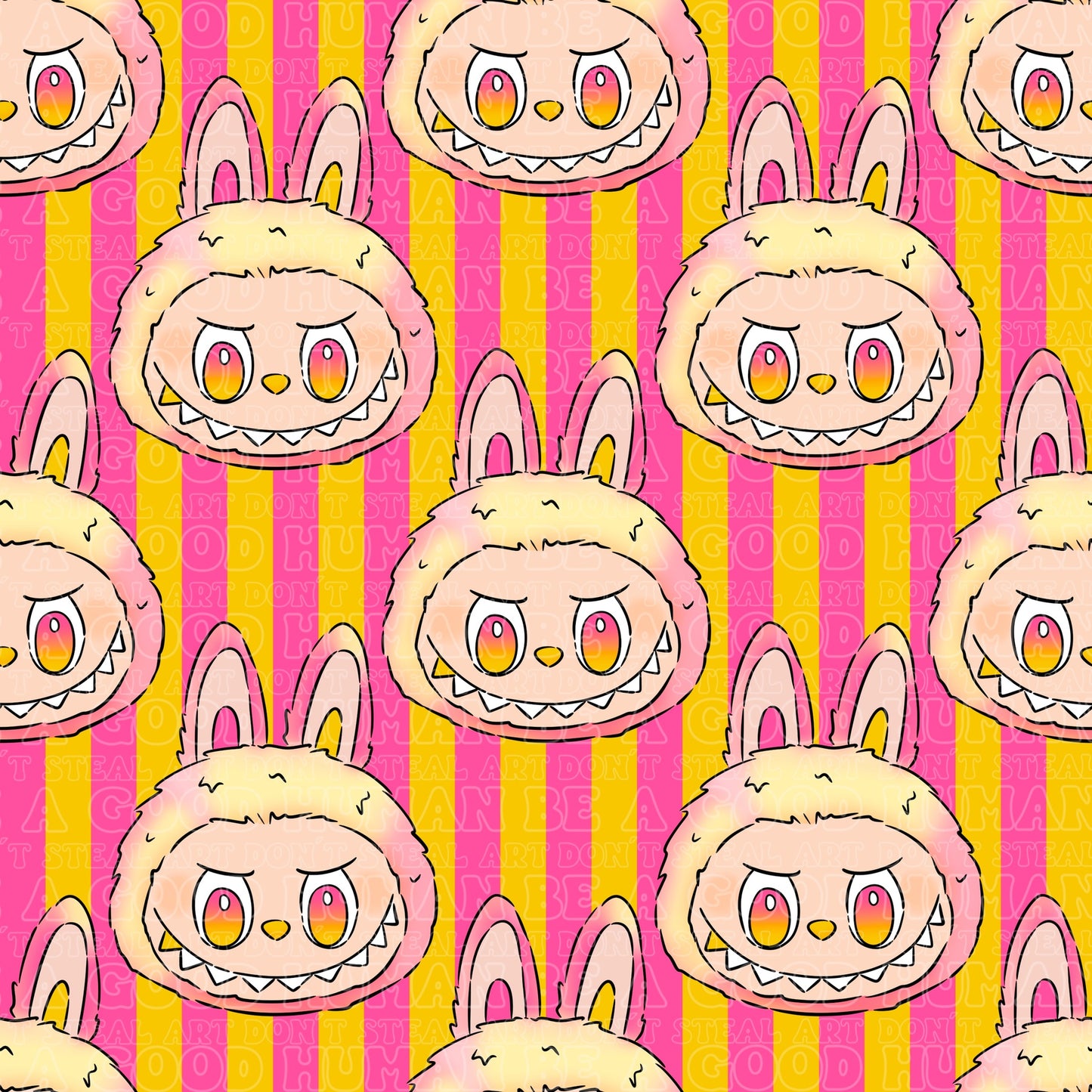 Labubu pink/yellow stripe