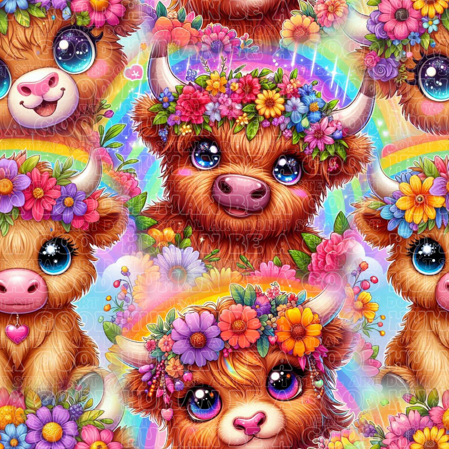 Animals cows rainbow