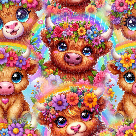 Animals cows rainbow