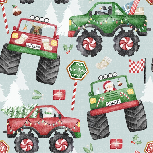 Christmas Santa monster trucks