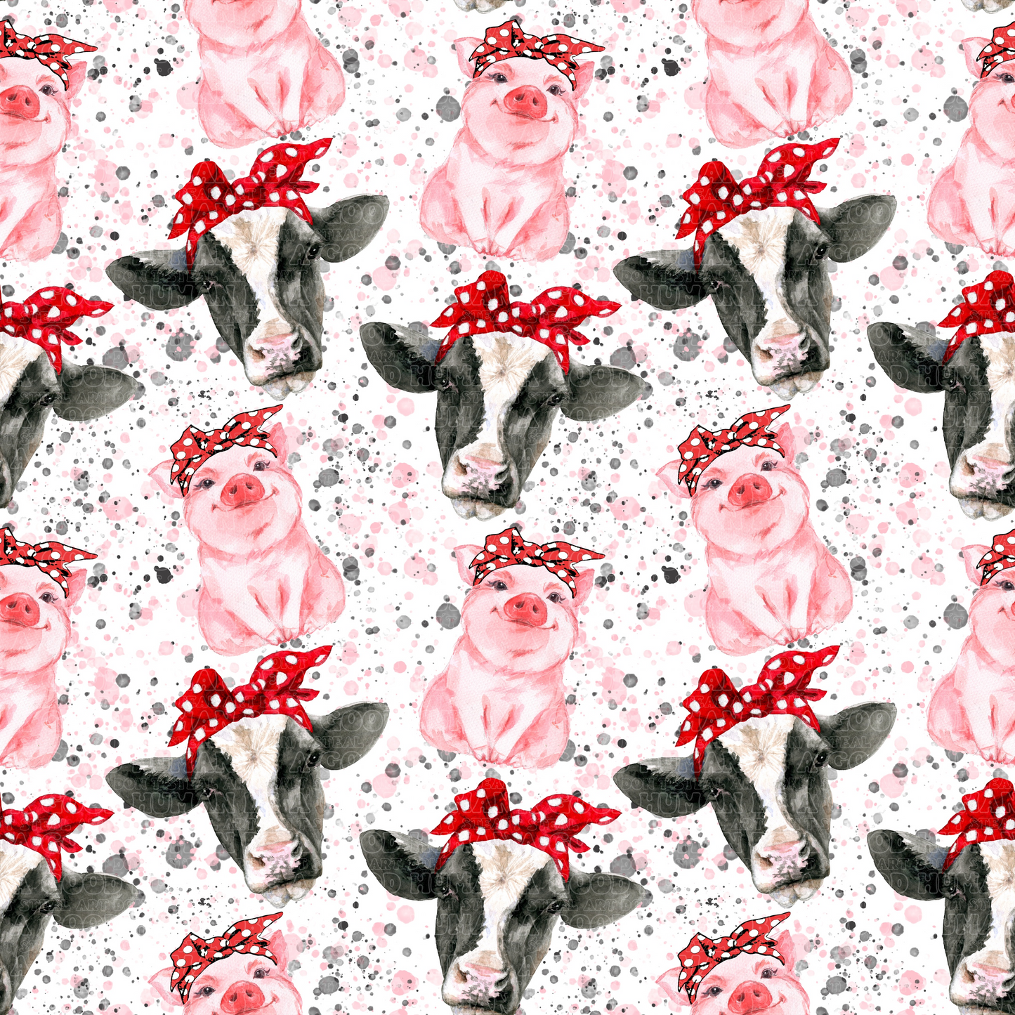 Farm animals cow, pig