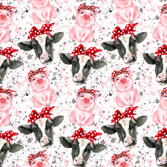 Farm animals cow, pig