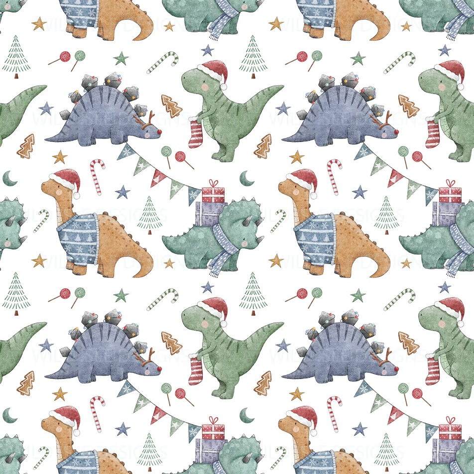 Christmas Dinos white