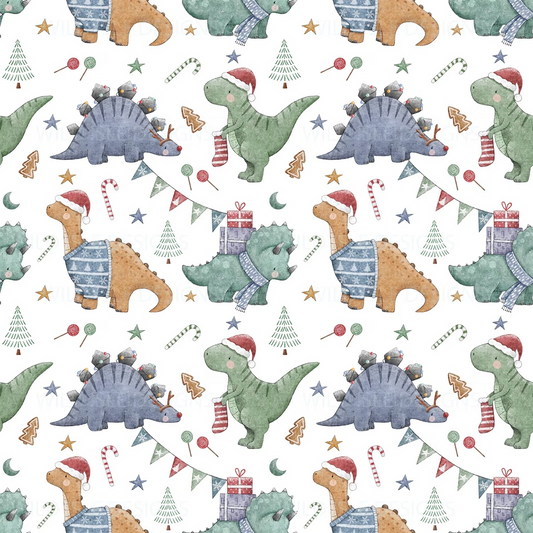 Christmas Dinos white