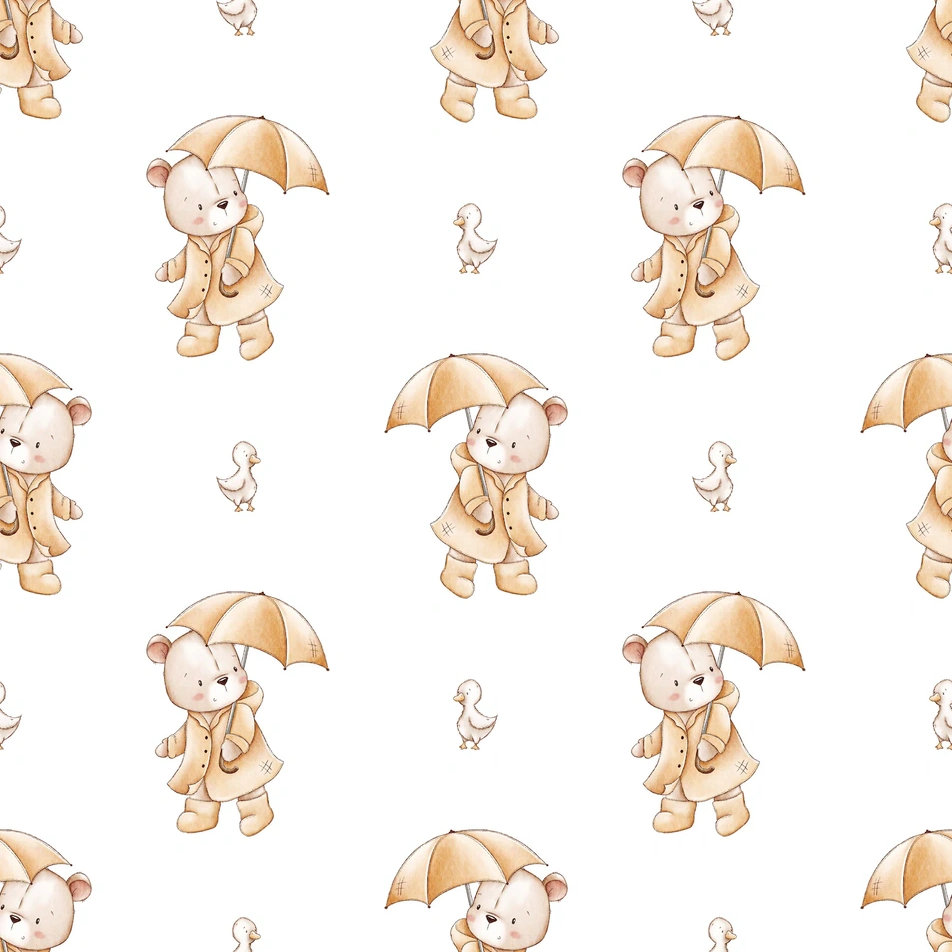 Animals bear with umbrella