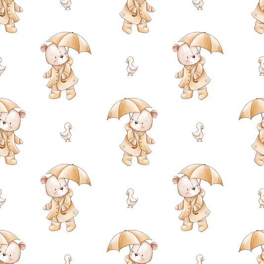 Animals bear with umbrella