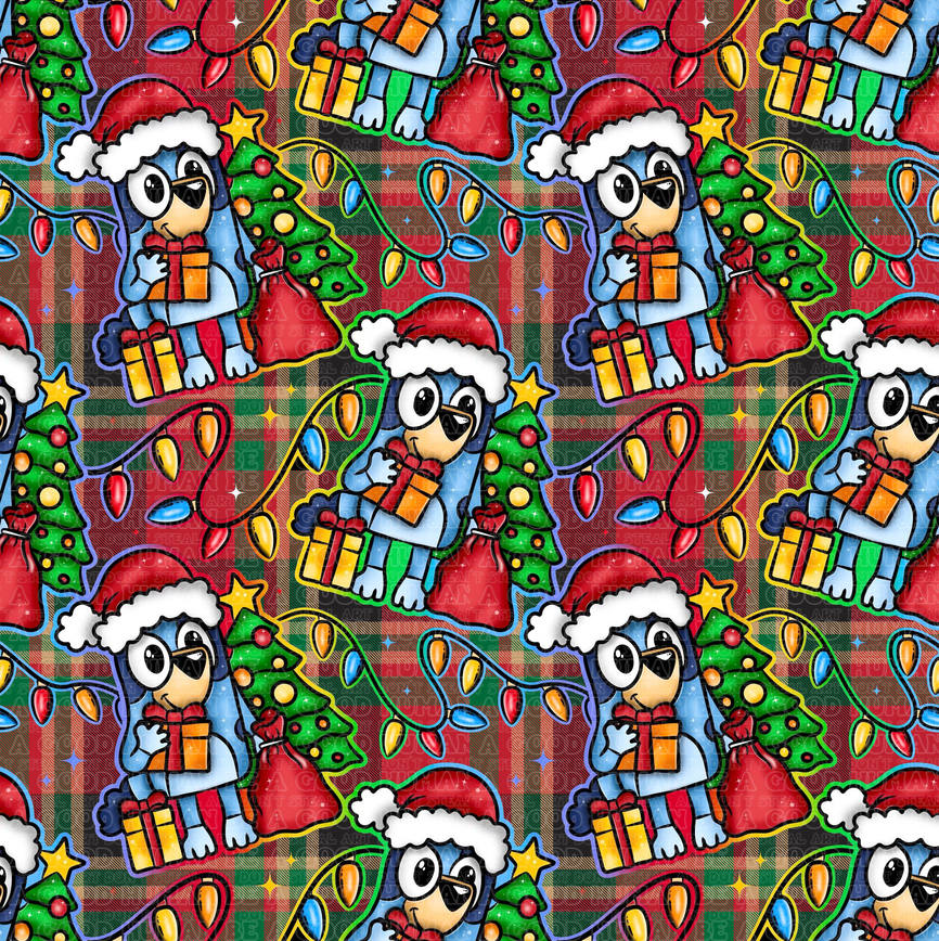 Christmas Blue Dog 4