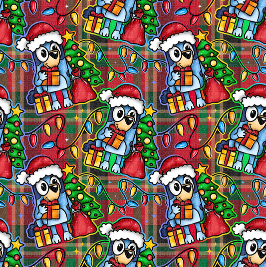 Christmas Blue Dog 4