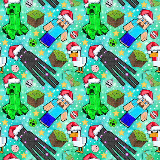 Christmas Minecraft blue