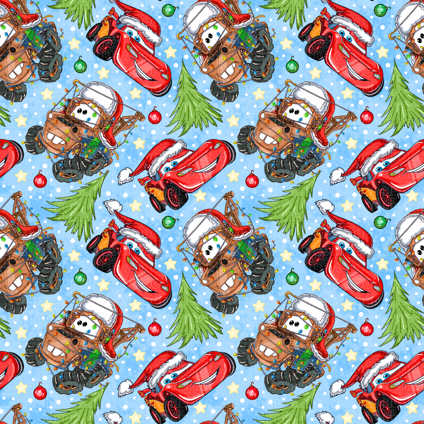 Christmas Cars blue