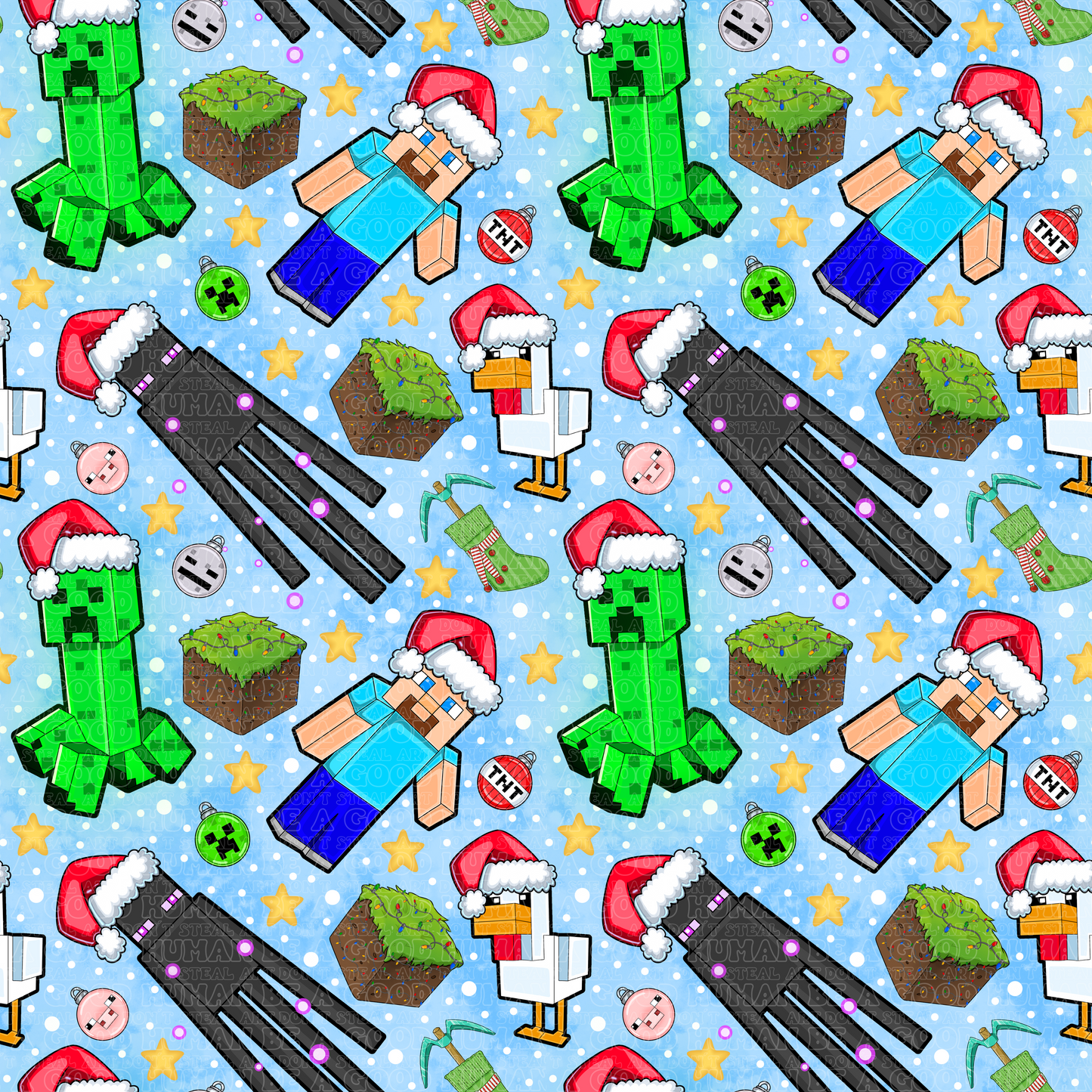 Christmas Minecraft blue