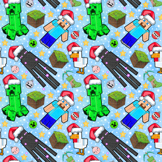 Christmas Minecraft blue