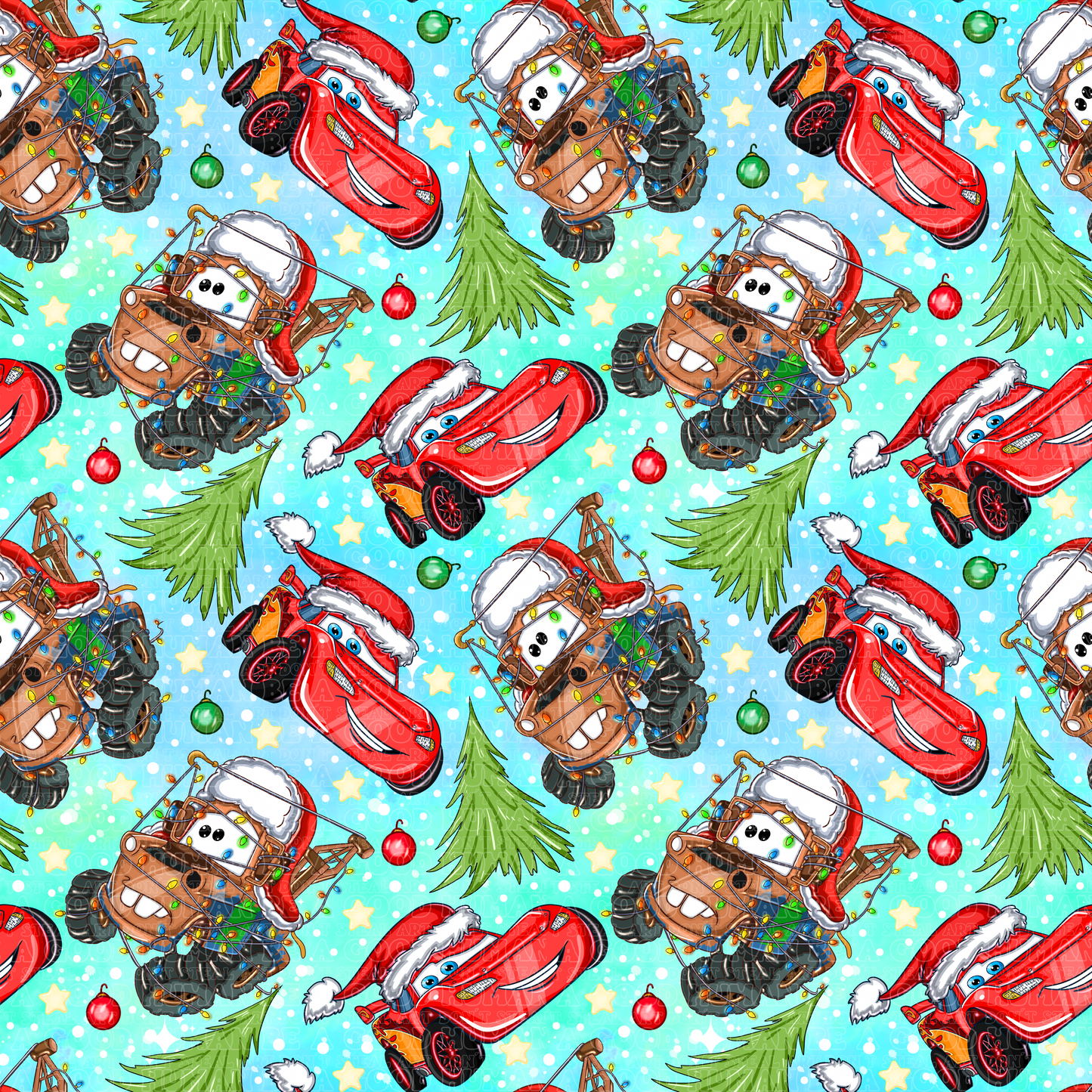 Christmas Cars blue/green