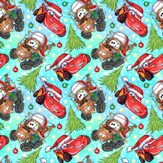Christmas Cars blue/green