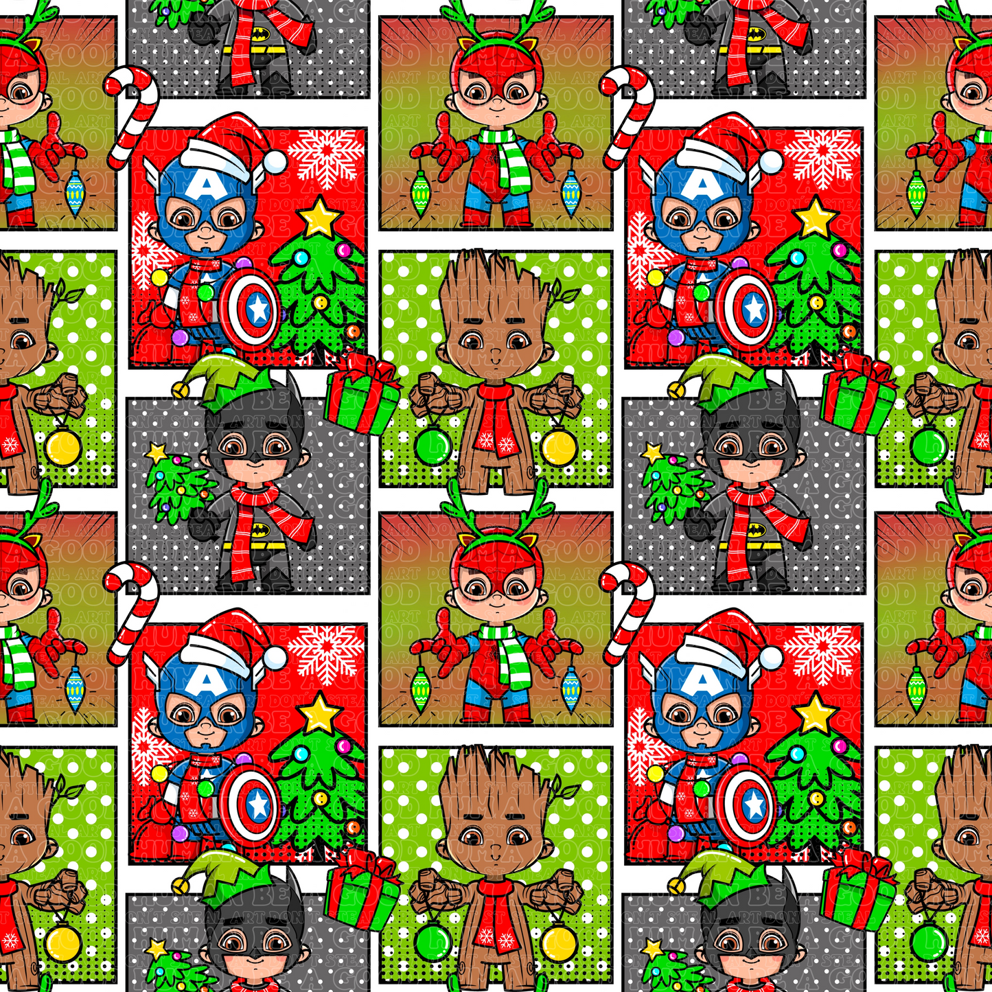 Christmas superhero's collage