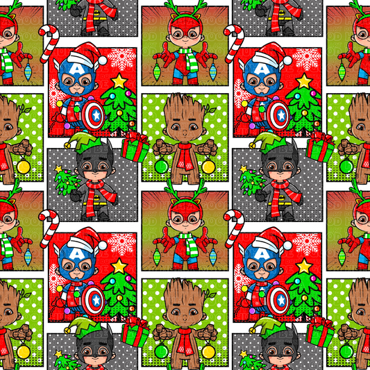 Christmas superhero's collage