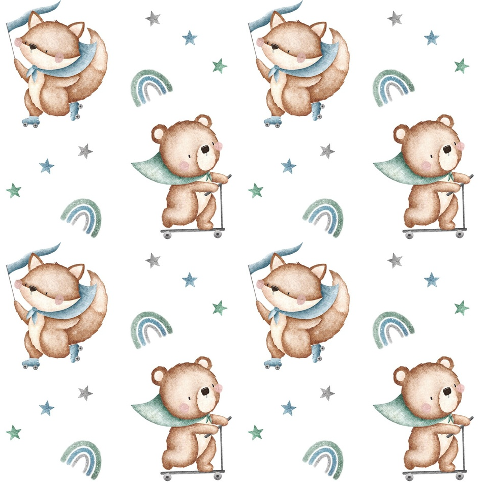 Animals bear on scooter