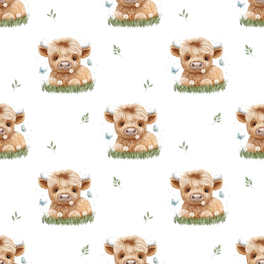 Farm animals highland cow white