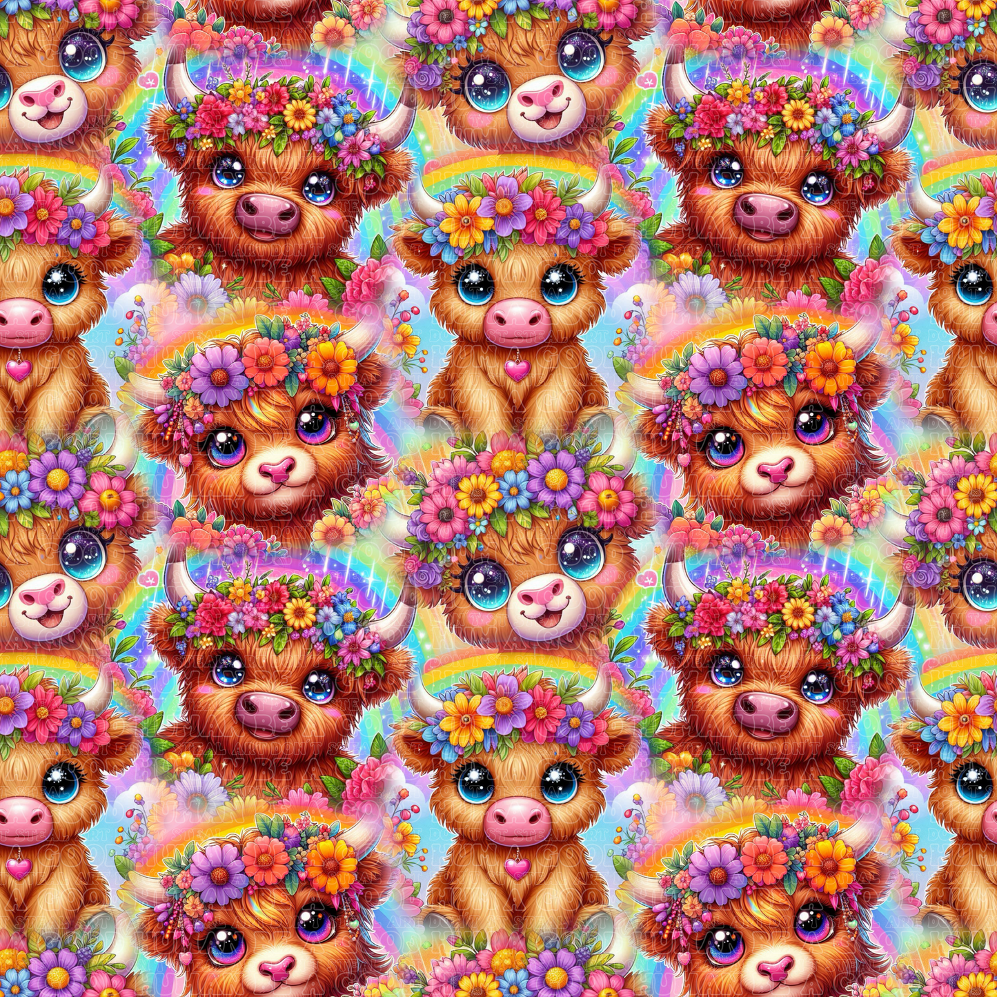 Animals cows rainbow